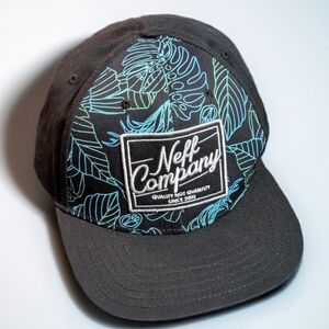Neff Black Blue Green Leaf Floral Print Snapback Adjustable Hat Men One Size